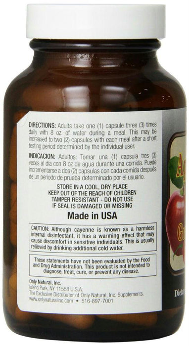 Only Natural: Apple Cider Vinegar Plus Grapefruit Rind And Cayenne 500 Mg, 90 Capsules
