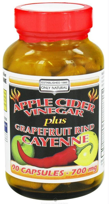 Only Natural: Apple Cider Vinegar Plus Grapefruit Rind And Cayenne 500 Mg, 90 Capsules