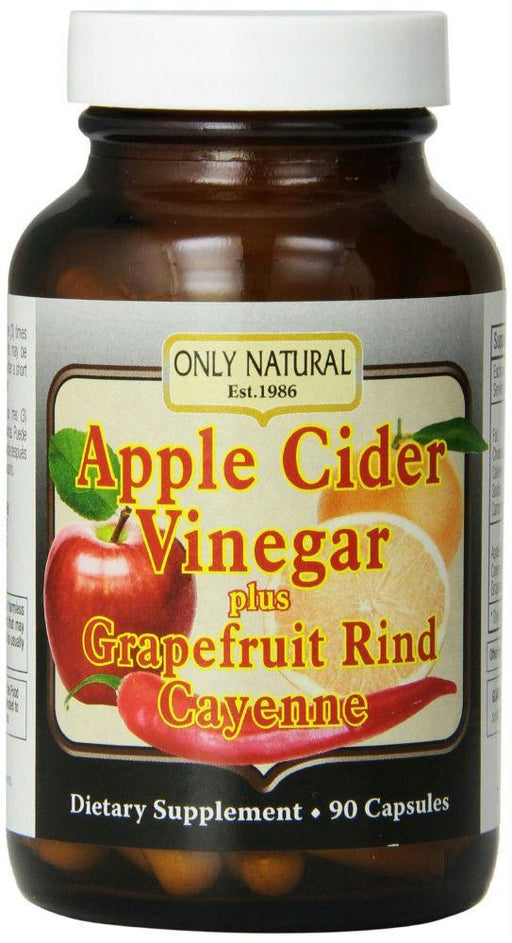 Only Natural: Apple Cider Vinegar Plus Grapefruit Rind And Cayenne 500 Mg, 90 Capsules