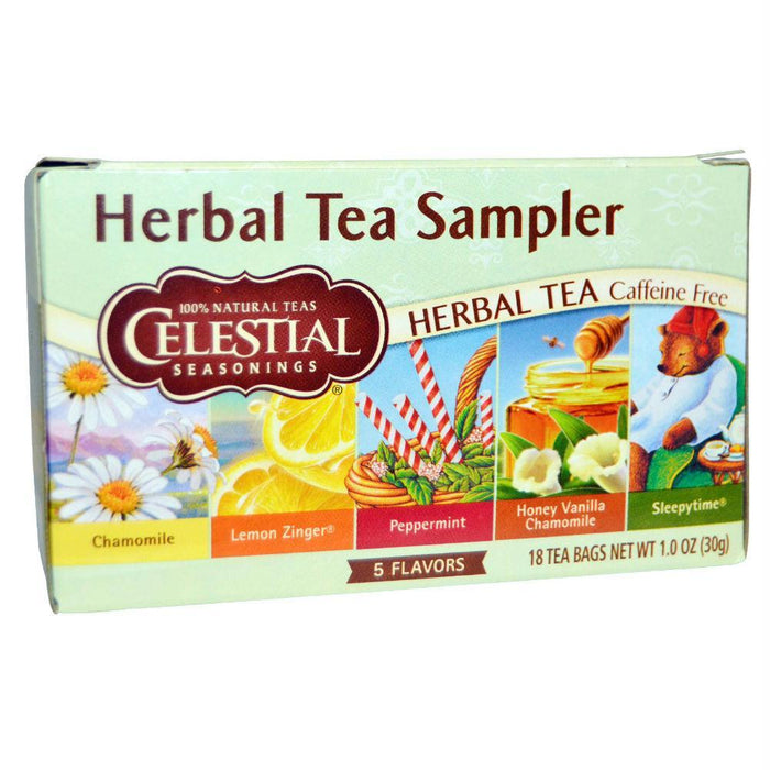 Celestial Seasonings: Herbal Tea Sampler Caffeine Free 18 Tea Bags, 1.0 Oz