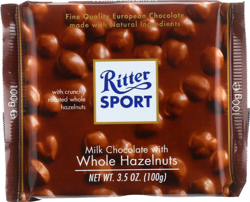 Ritter Sport: Milk Chocolate With Whole Hazelnuts, 3.5 Oz