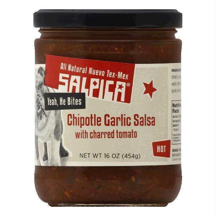 Salpica: Chipotle Garlic Salsa With Charred Tomato Hot, 16 Oz