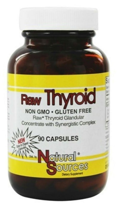 Natural Sources: Raw Thyroid, 90 Capsules