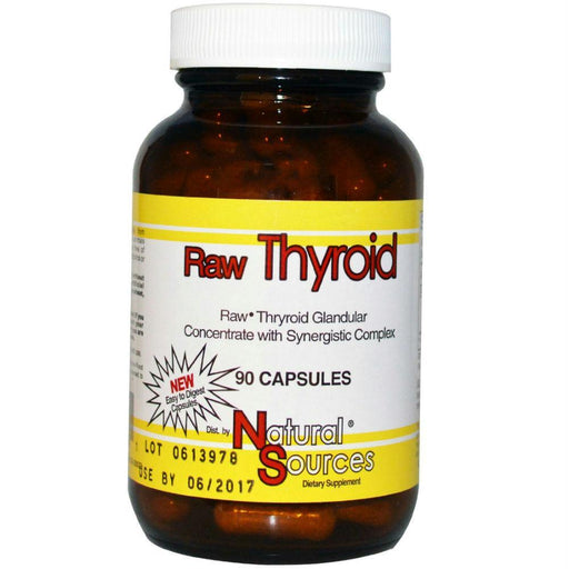 Natural Sources: Raw Thyroid, 90 Capsules