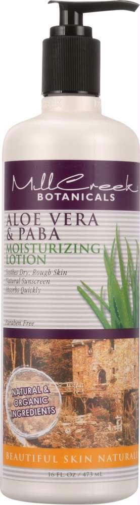 Mill Creek: Moisturizing Lotion Aloe Vera & Paba, 16 Oz