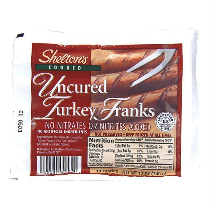 Shelton's: Uncured Turkey Frank, 12 Oz