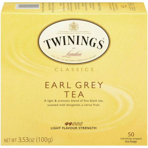 Twinings Of London: Tea Classics Light Flavour Strength Earl Grey Tea, 50 Tea Bags, 3.53 Oz