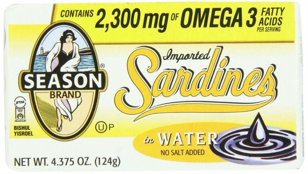 Seasons Brand: Imported Sardines In Water No Salt Added, 4.375 Oz