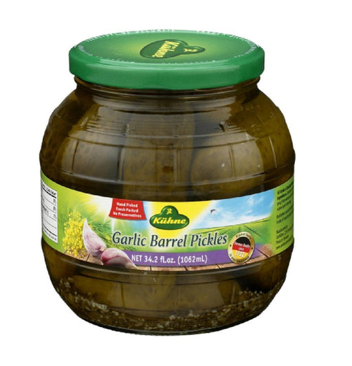 Kuhne: Garlic Barrel Pickles, 34.2 Oz