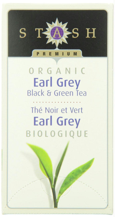 Stash Tea: Organic Earl Grey Black & Green Tea 18 Tea Bags, 1.1 Oz