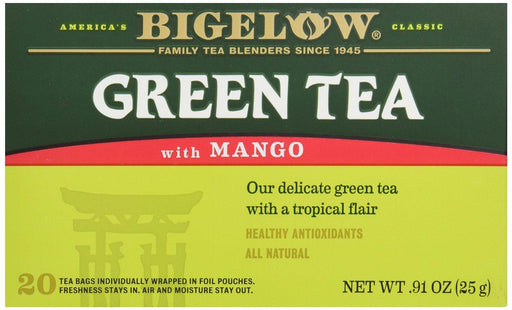 Bigelow: Green Tea With Mango Healthy Antioxidants 20 Tea Bags, 0.91 Oz