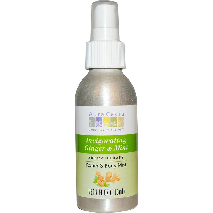 Aura Cacia: Room & Body Mist Invigorating Ginger & Mint, 4 Oz