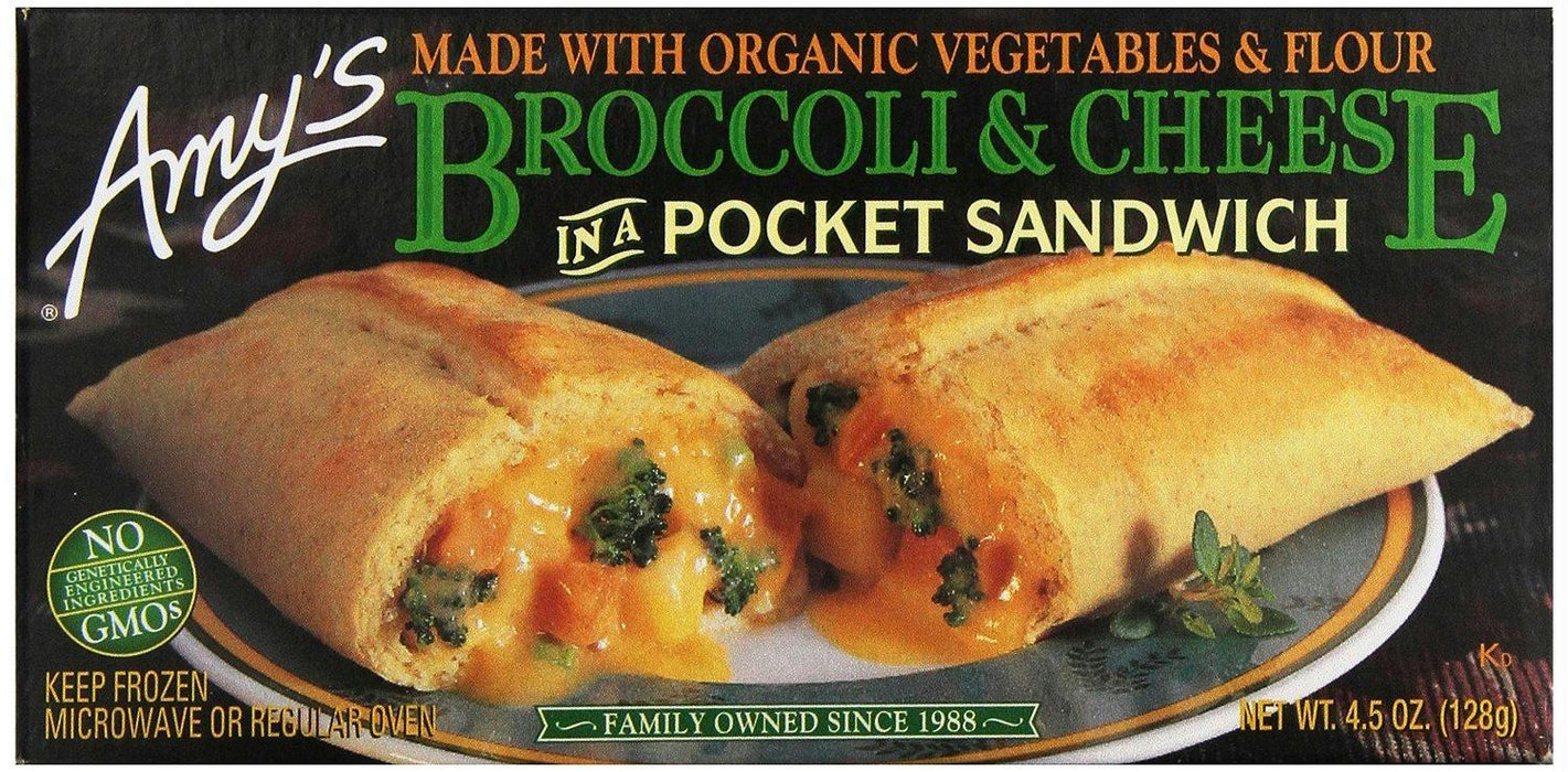 Amy's: Broccoli And Cheese In A Sandwich Pocket Sandwich, 4.5 Oz