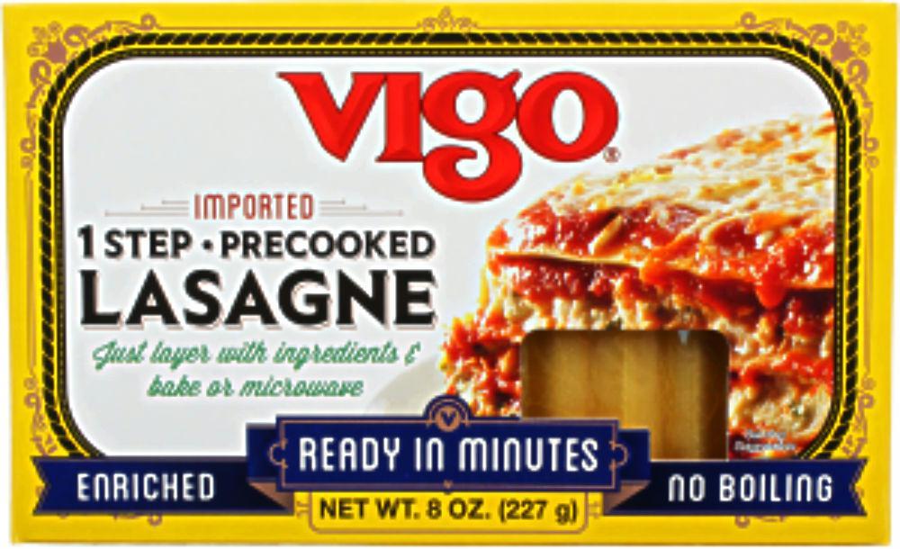 Vigo: Enriched 1 Step Lasagne Pasta Precooked, 8 Oz