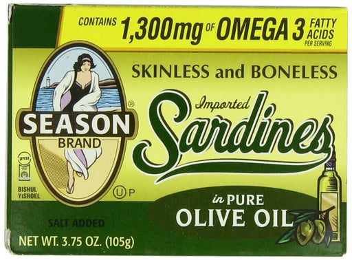 Season Brand: Skinless And Boneless Imported Sardines In Pure Olive Oil, 3.75 Oz