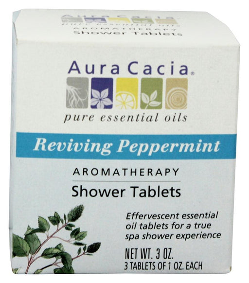 Aura Cacia: Aromatherapy Shower Tablets Reviving Peppermint 3 Tablets (1 Oz Each), 3 Oz