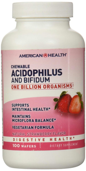 American Health: Probiotics Acidophilus And Bifidum Chewable Strawberry, 100 Wafer