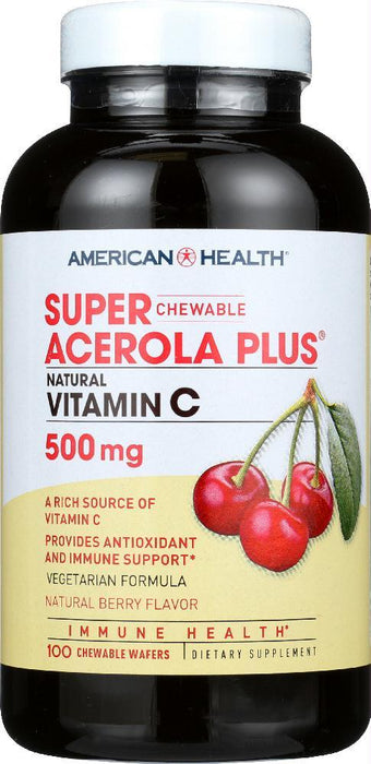 American Health: Super Acerola Plus Natural Vitamin C Chewable Berry 500 Mg, 100 Count