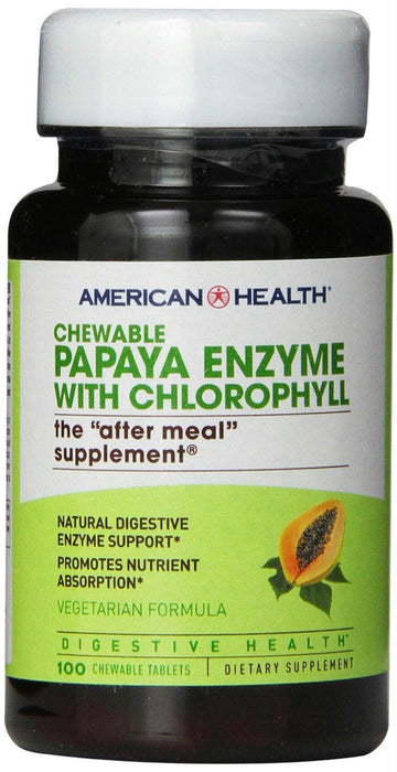 American Health: Papaya Enzyme With Chlorophyll Chewable, 100 Tablets