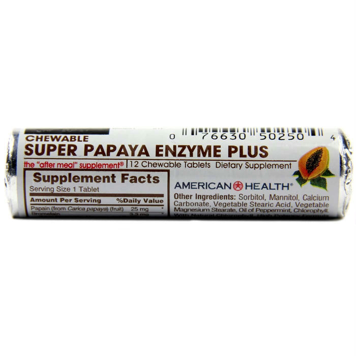 American Health: Super Papaya Enzyme Chewable Roll, 12 Tablets