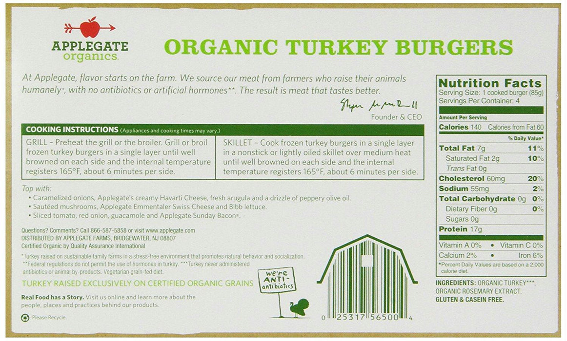 Applegate Farms: Organic Turkey Burgers, 16 Oz