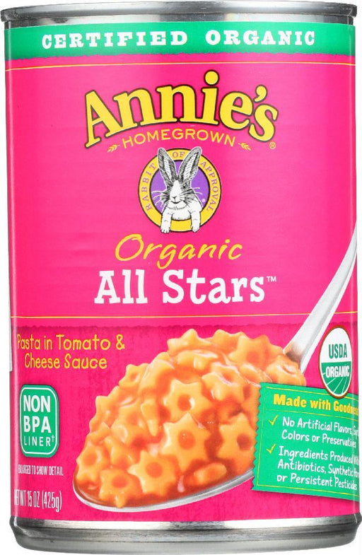 Annie's Homegrown: Organic All Stars Pasta In Tomato And Cheese Sauce, 15 Oz