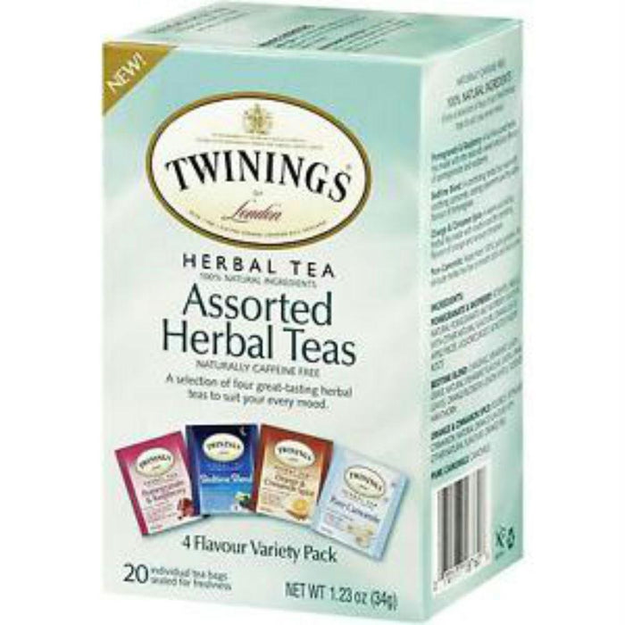 Twinings: Assorted Herbal Teas Variety Pack Caffeine Free 20 Bags, 1.23 Oz