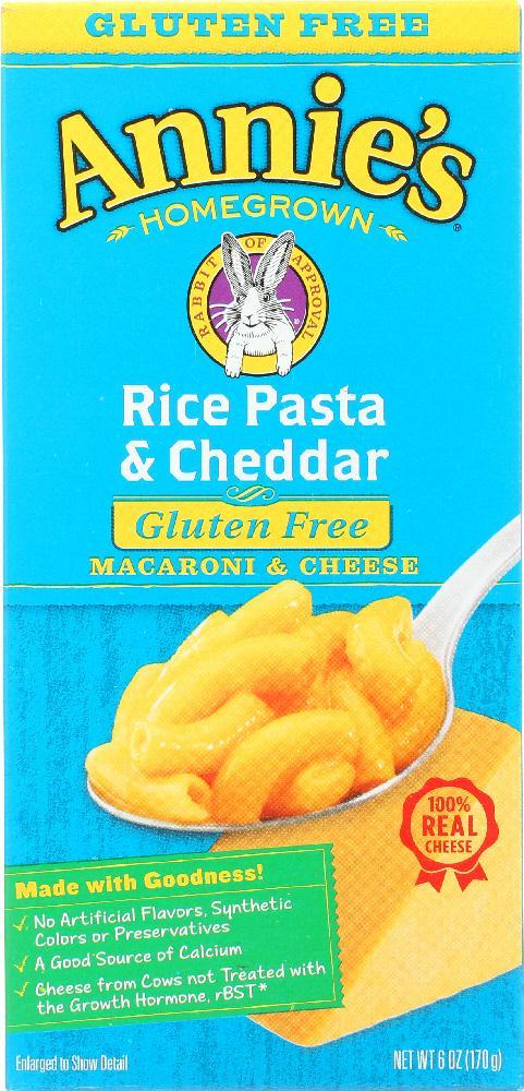 Annie's Homegrown: Gluten Free Rice Pasta And Cheddar Mac And Cheese, 6 Oz