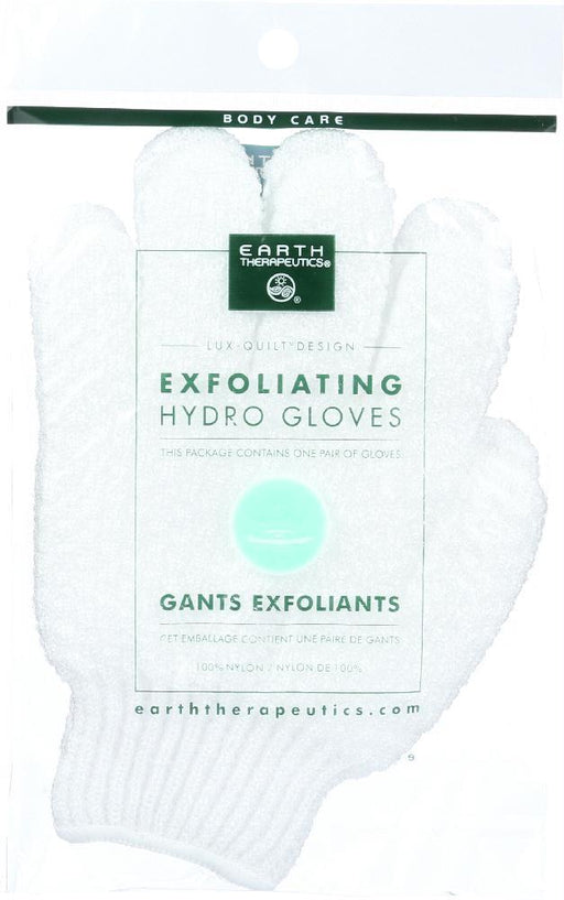 Earth Therapeutics: Exfoliating Hydro Gloves White, 1 Pair