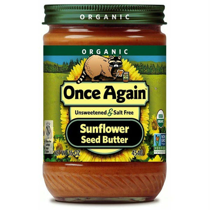 Once Again: Organic Sunflower Seed Butter Unsweetened & Salt Free, 16 Oz