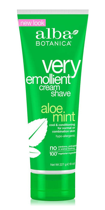 Alba Botanica: Very Emollient Cream Shave Aloe Mint, 8 Oz