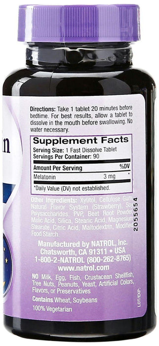 Natrol: Melatonin Fast Dissolve Strawberry Flavor 3 Mg, 90 Tablets