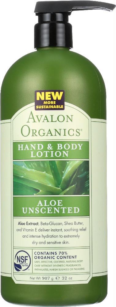 Avalon Organics: Hand & Body Lotion Aloe Unscented, 32 Oz