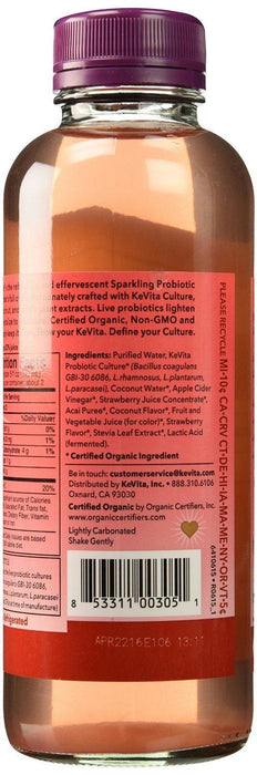 Kevita: Sparkling Probiotic Drink Strawberry Acai Coconut, 15.2 Oz