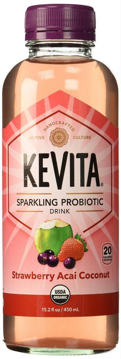 Kevita: Sparkling Probiotic Drink Strawberry Acai Coconut, 15.2 Oz