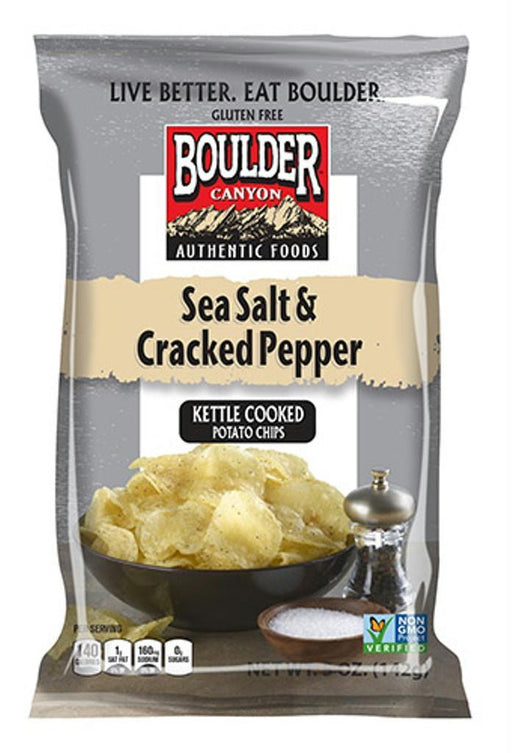 Boulder Canyon: Kettle Cooked Potato Chips Sea Salt & Cracked Pepper, 5 Oz