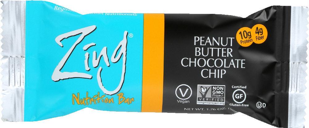 Zing Bars: Peanut Butter Chocolate Chip Nutrition Bar, 1.76 Oz