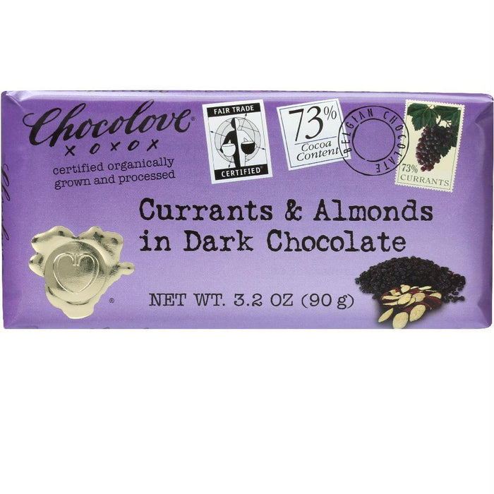 Chocolove: Organic Dark Chocolate Bar Currants And Almonds, 3.2 Oz