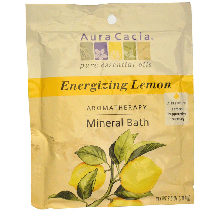 Aura Cacia: Aromatherapy Mineral Bath Energizing Lemon, 2.5 Oz