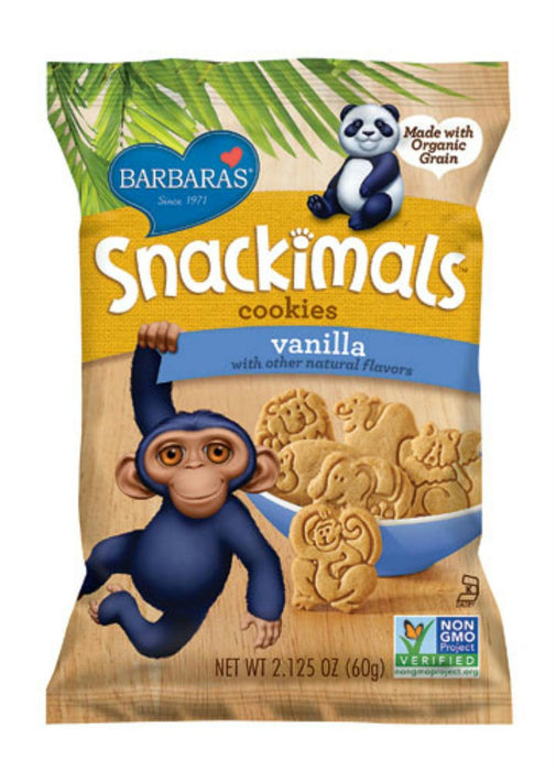 Barbaras Bakery: Snackimals Animal Vanilla Cookies, Dairy Free, Cholesterol Free, Made With Organic Ingredients, 2 Oz