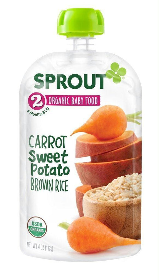 Sprout: Organic Baby Food Carrot Sweet Potato And Brown Rice Baby Stage 2, 4 Oz