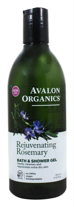 Avalon Organics: Bath & Shower Gel Rosemary, 12 Oz