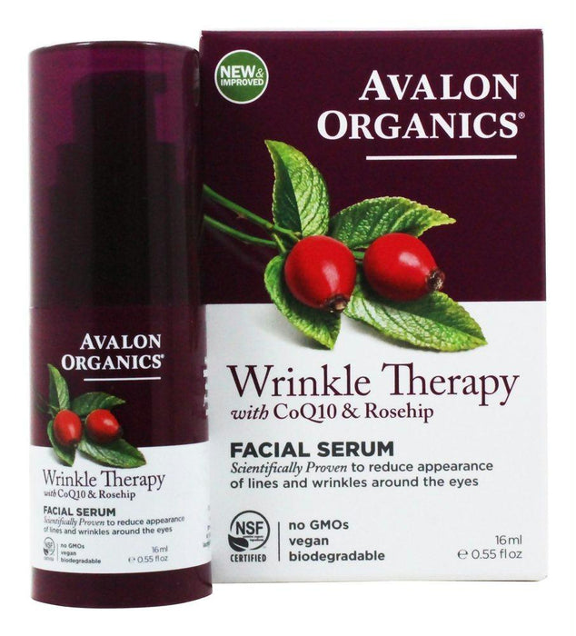 Avalon Organics: Wrinkle Therapy With Coq10 & Rosehip Facial Serum, 0.55 Oz