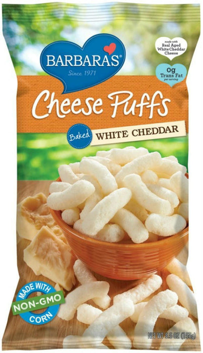 Barbara's Bakery: Cheese Puffs Baked White Cheddar, 5.5 Oz