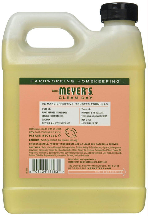 Mrs. Meyer's Clean Day: Liquid Hand Soap Refill Geranium Scent, 33 Oz