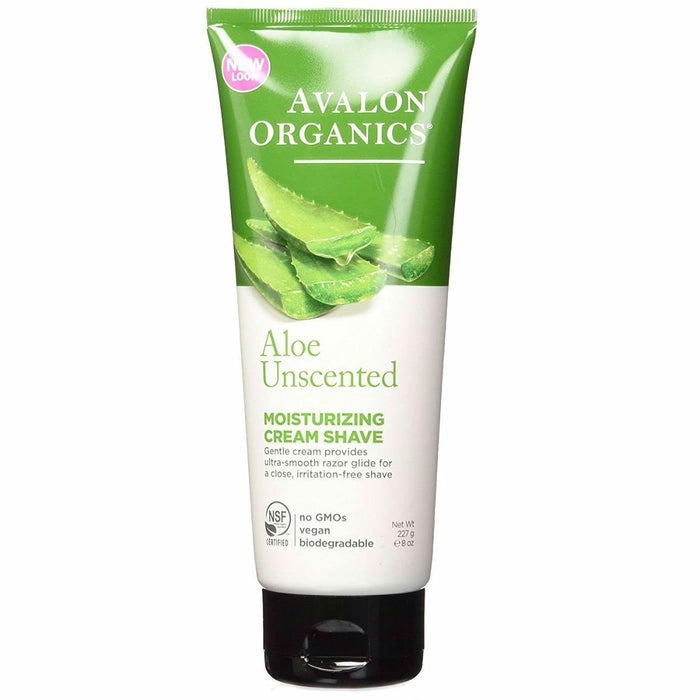 Avalon Organics: Moisturizing Cream Shave Aloe Unscented, 8 Oz