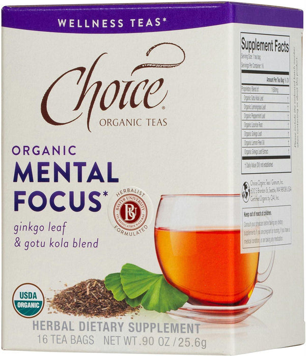 Choice Organic Teas: Organic Mental Focus Wellness Tea 16 Tea Bags, 0.90 Oz