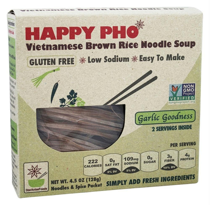 Star Anise Foods: Happy Pho Vietnamese Brown Rice Noodle Soup Garlic Goodness, 4.5 Oz