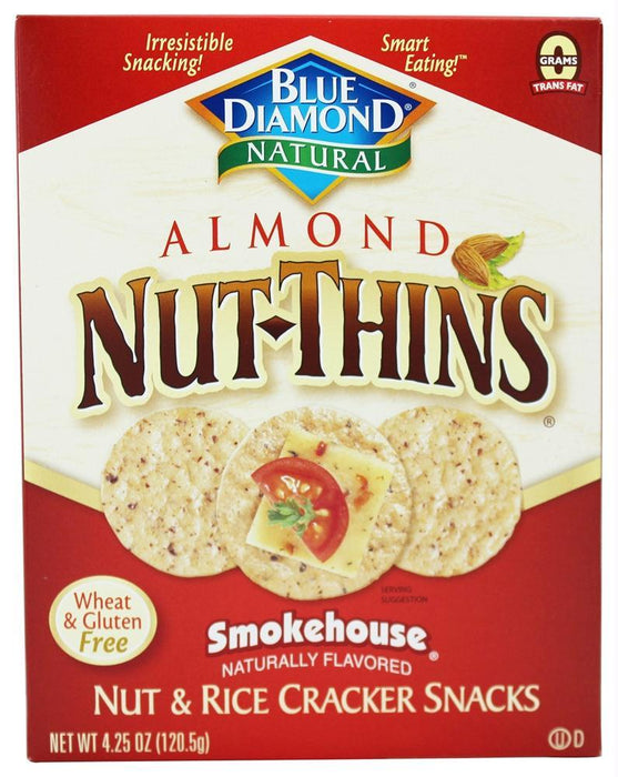 Blue Diamond: Natural Almond Nut-thins Cracker Snacks Smokehouse, 4.25 Oz