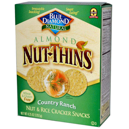 Blue Diamond: Almond Nut-thins Nut And Rice Cracker Snacks Country Ranch, 4.25 Oz